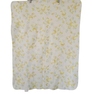 Vintage Momma Duck Babies Print Chatham White & Yellow Baby Receiving Blanket
